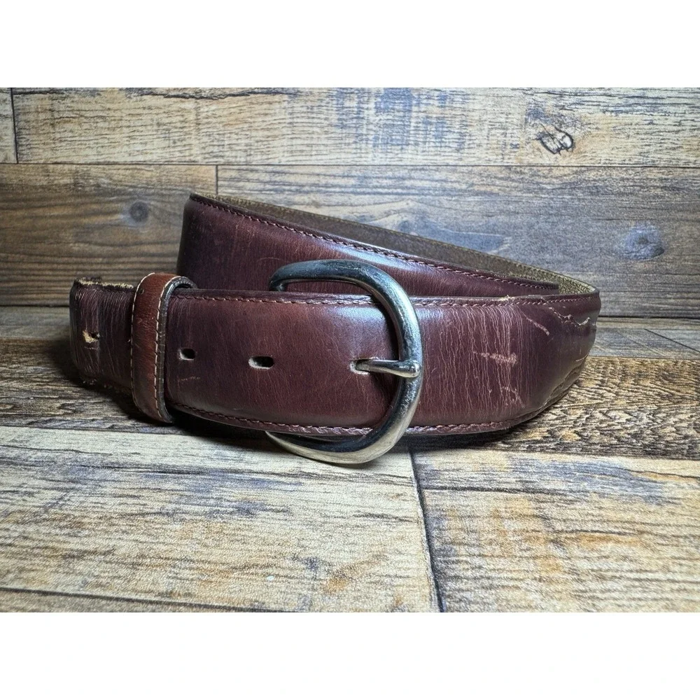 Silver Creek Size 43 Men's Genuine‎ Leather Belt Western Brown Distressed